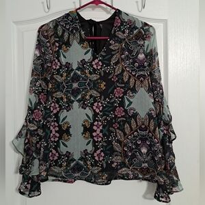 By & By Womens Shirt Top Blouse Size M Medium Multicolor Floral